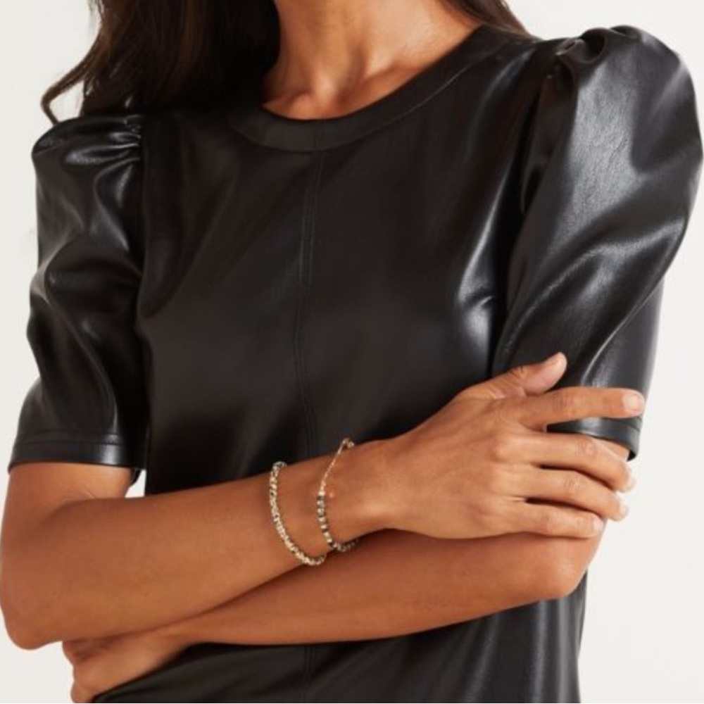 BB Dakota Black Faux Leather Shasta Puff Sleeve Dress from Evereve